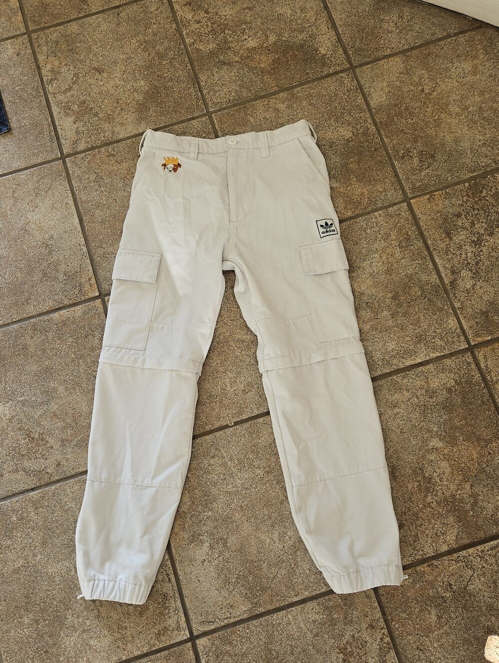 Tyshawn Jones adidas White Cargo Skateboard Pants with Logo Patch.